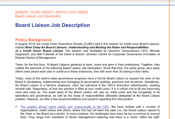 Job Description of a Board Liaison