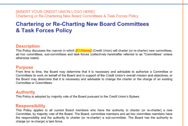 The Chartering or Re-Chartering of New Board Committees and Task Forces Policy