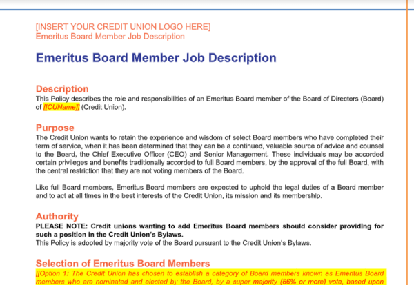 Job Description of an Emeritus Board Member