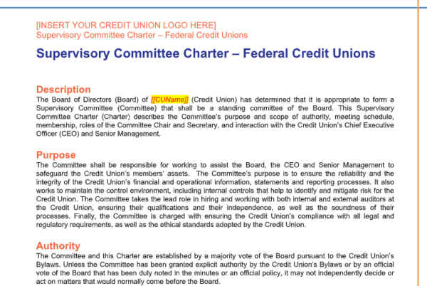 The Supervisory Committee Charter – Federal Credit Unions